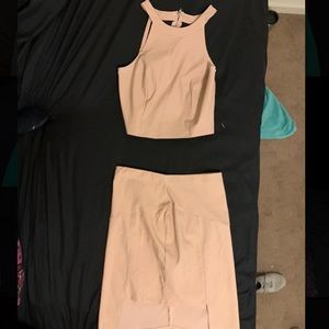 Pink crop top and skirt set